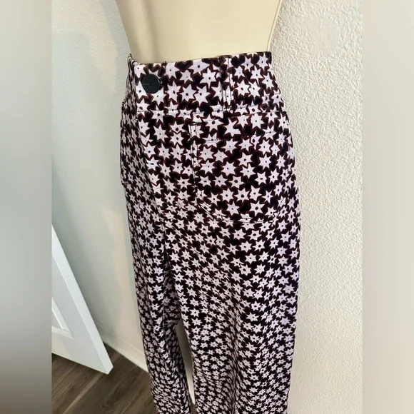 Anthropologie Maeve Sz 28 Tall Colette Cropped Wide Leg Velvet Pants Star Print